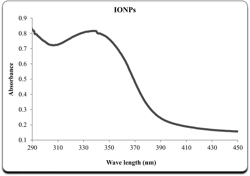 Figure 1 
                  UV-visible spectrum of IONPs.
               