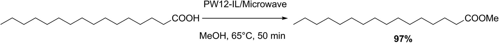 Scheme 3 
               Palmitic acid esterification with methanol.
            