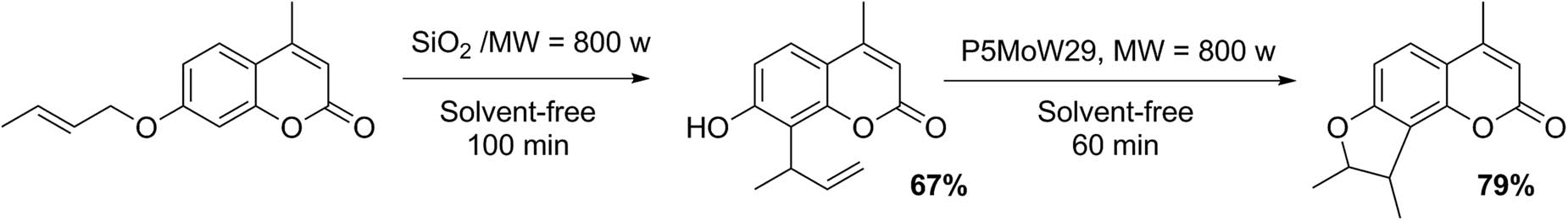 Scheme 17 
               Synthesis of dihydrofurocoumarins.
            