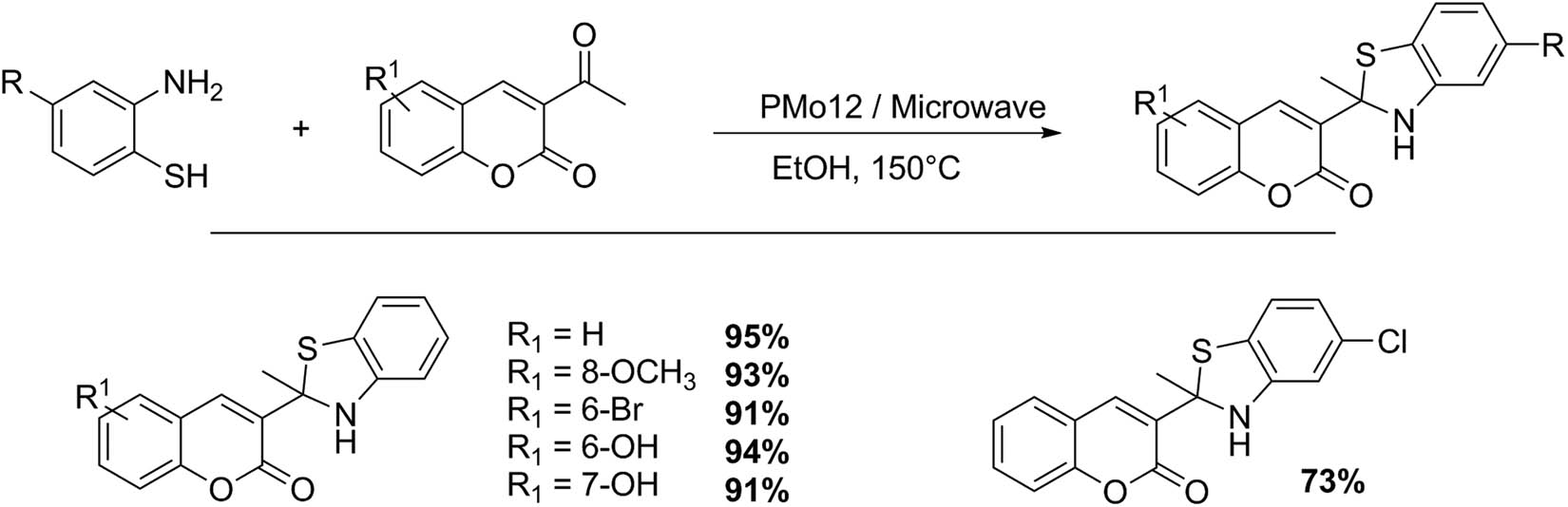 Scheme 18 
               3-Benzothiazolino coumarin synthesis.
            