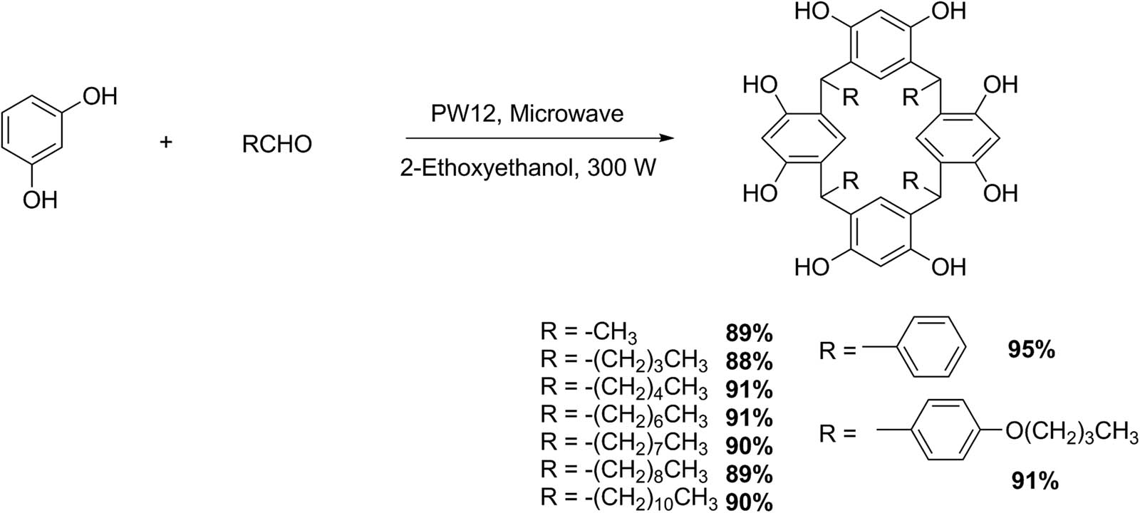 Scheme 23 
               Synthesis of calix (4] resorcinarenes.
            