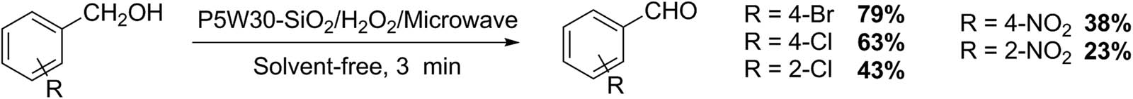 Scheme 27 
               Benzyl alcohol oxidation to benzaldehydes.
            