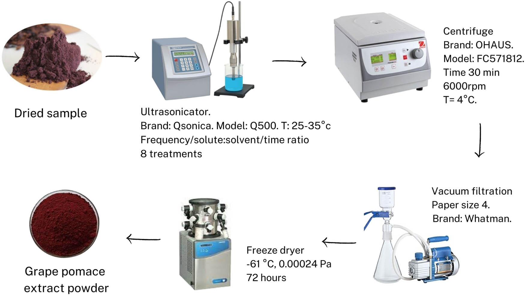 Figure 2
Ultrasound-Assisted Extraction (UAE) of antioxidant compounds from grape pomace (Vitis vinifera L.).