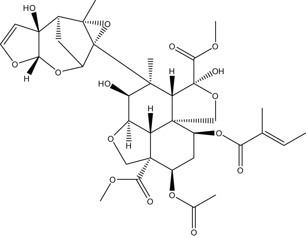Figure 2 
               Azadirachtin chemical structure.
            