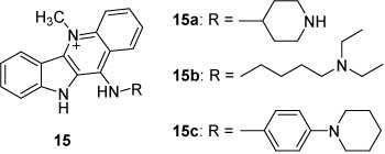Figure 18 Structure of N5-methyl quindoline-11-amine derivatives 15a–c.