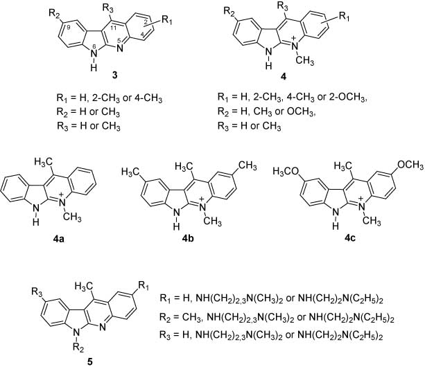 Figure 7 Substituted indolo[2,3-b]quinoline derivatives 3–5.