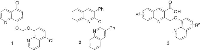 Figure 1 Structures of bis-quinoline compounds 1–3.