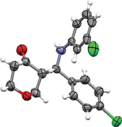 Figure 1 Crystal structure of 2l with displacement ellipsoids at 50% probability level.