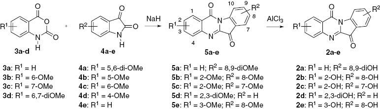 Scheme 2: Synthesis of hydroxylated tryptanthrins.