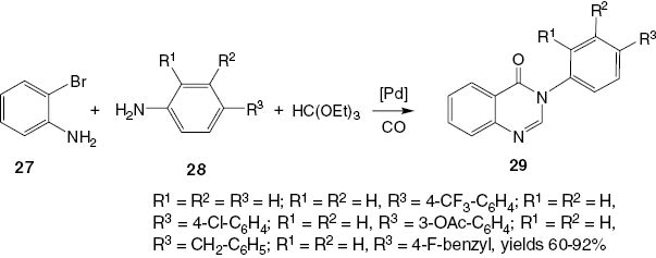 Scheme 13 Palladium-catalyzed carbonylative coupling of anilines with 2-bromoaniline.