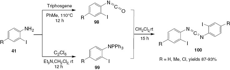 Scheme 38 Synthesis of carbodiimides 100.