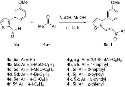 Scheme 2 Synthesis of chalcones 5a–l.