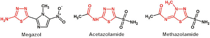 Figure 1 Drugs containing amino-substituted 1,3,4-thiadiazole ring.