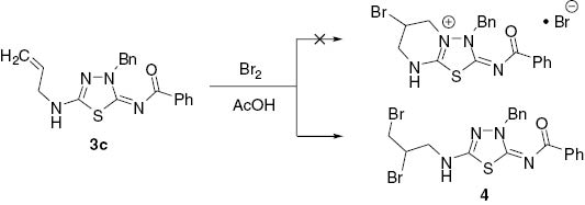 Scheme 2 Synthesis of thiadiazole 4.