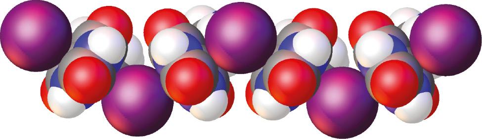 Figure 5 A polymeric chain formed via anion-π interactions along [001].