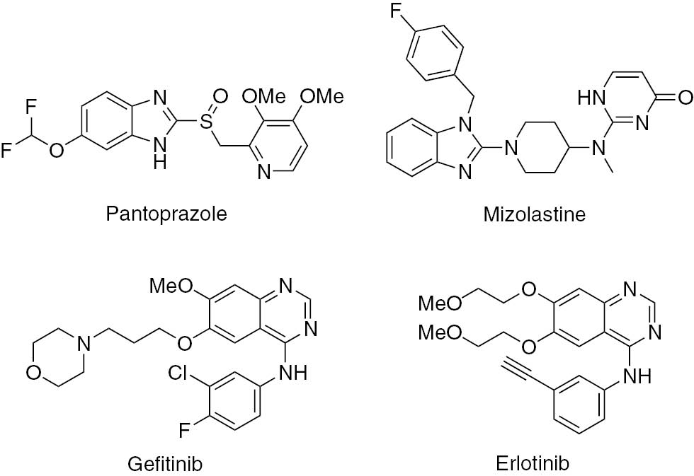Figure 1 Drugs bearing benzimidazole or quinazoline moieties.