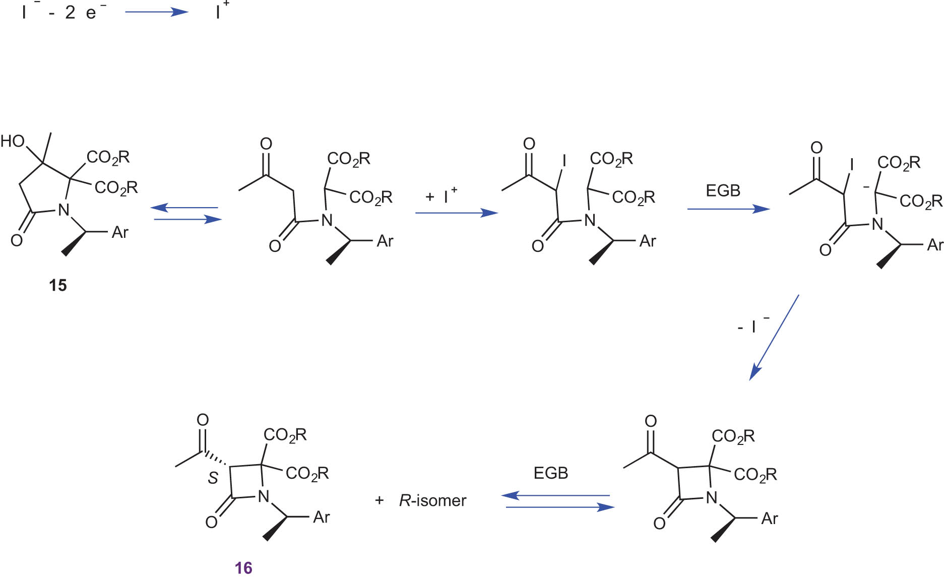Scheme 11 
                  Anodically induced synthesis of β-lactams 16. Proposed possible mechanism.
               