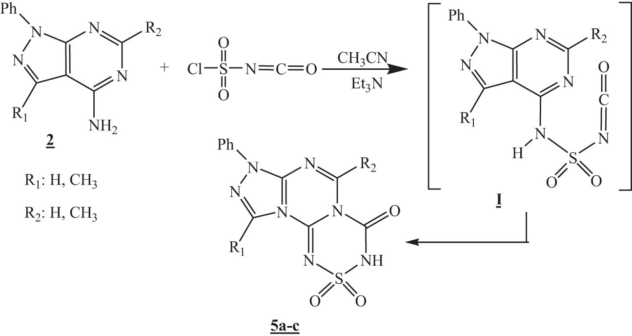Scheme 3
Synthesis of pyrazolopyrimidothiatriazinone.