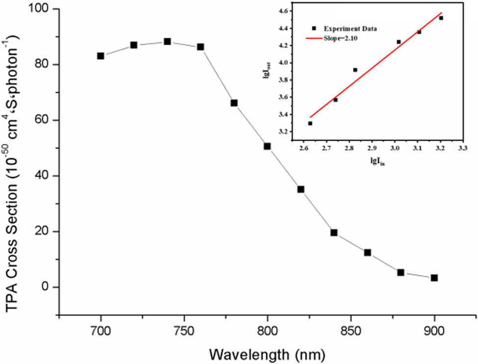 Figure 3
Wavelength dependence of TPA cross-section of aqueous solution of compound (8).