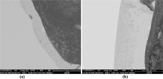 Figure 7: The morphology of the section near the internal and external hole.