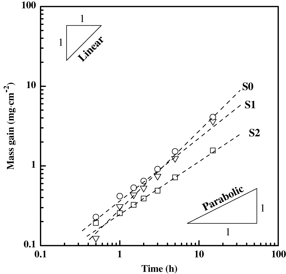 Figure 6: Mass gain of plate under air atmosphere at 1400°C.