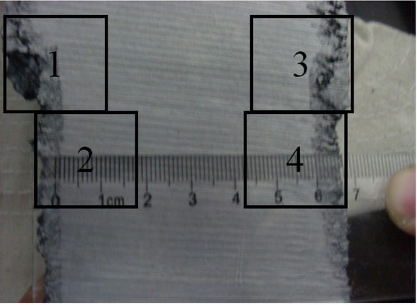 Figure 3 The sampling method (the samples cut from the balck boxs)
