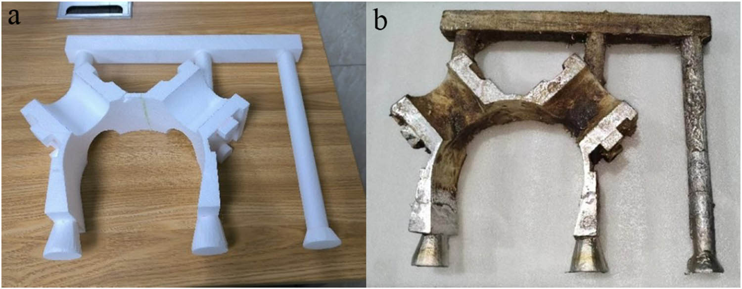 Figure 4
Photographs showing the disappearing mold (a) and the fabricated cast (b).