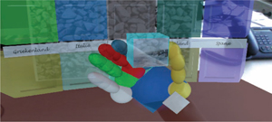Figure 9 
            Simulated HMD view for full augmented hand.
          