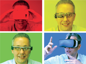 Figure 2 
          Low-End and DIY VR (top-left), Smart Glasses with peripheral vision (top-right), Smart Glasses with central see-through (bottom-left), and immersive Mobile VR (bottom-right).
        