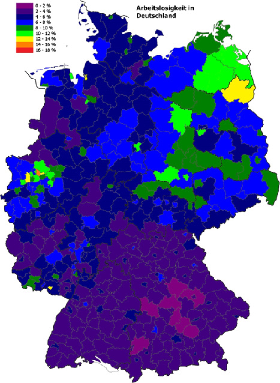 Figure 2 
              Spatially aggregated visualisation of unemployed individuals [39].
            
