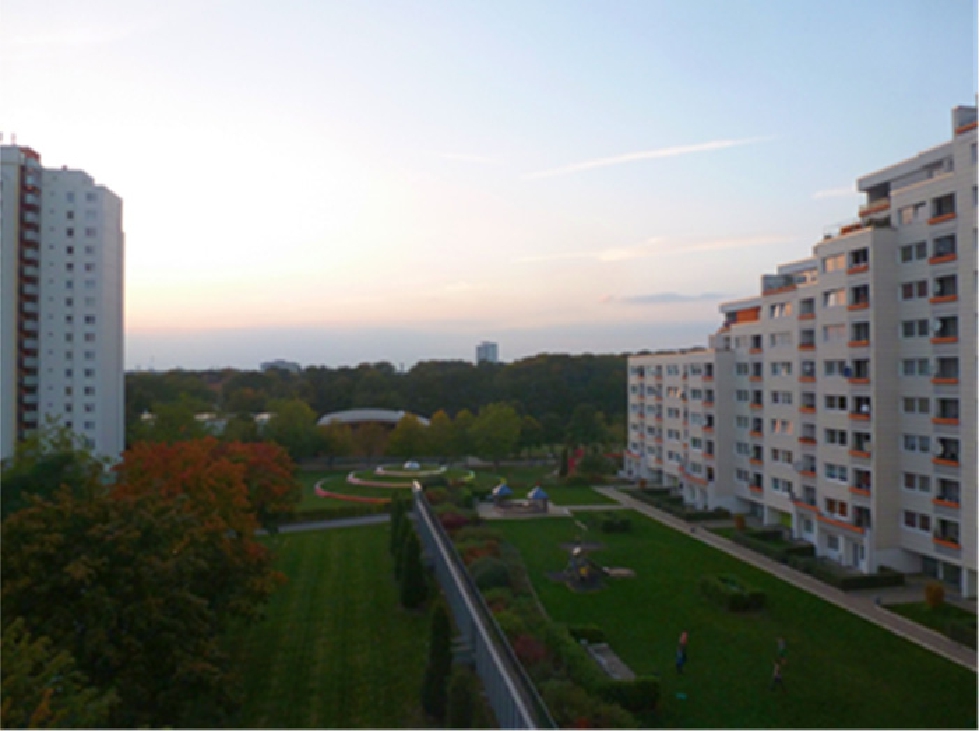 Figure 13 
            Picture by participant 10 featuring great green spaces between tower blocks.
          