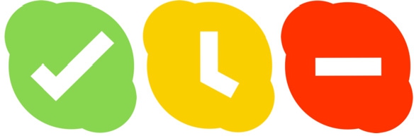 Figure 4 
              Skype symbols shown beside the 7-item Likert scale willingness to communicate questions as example according to the respective question.
            