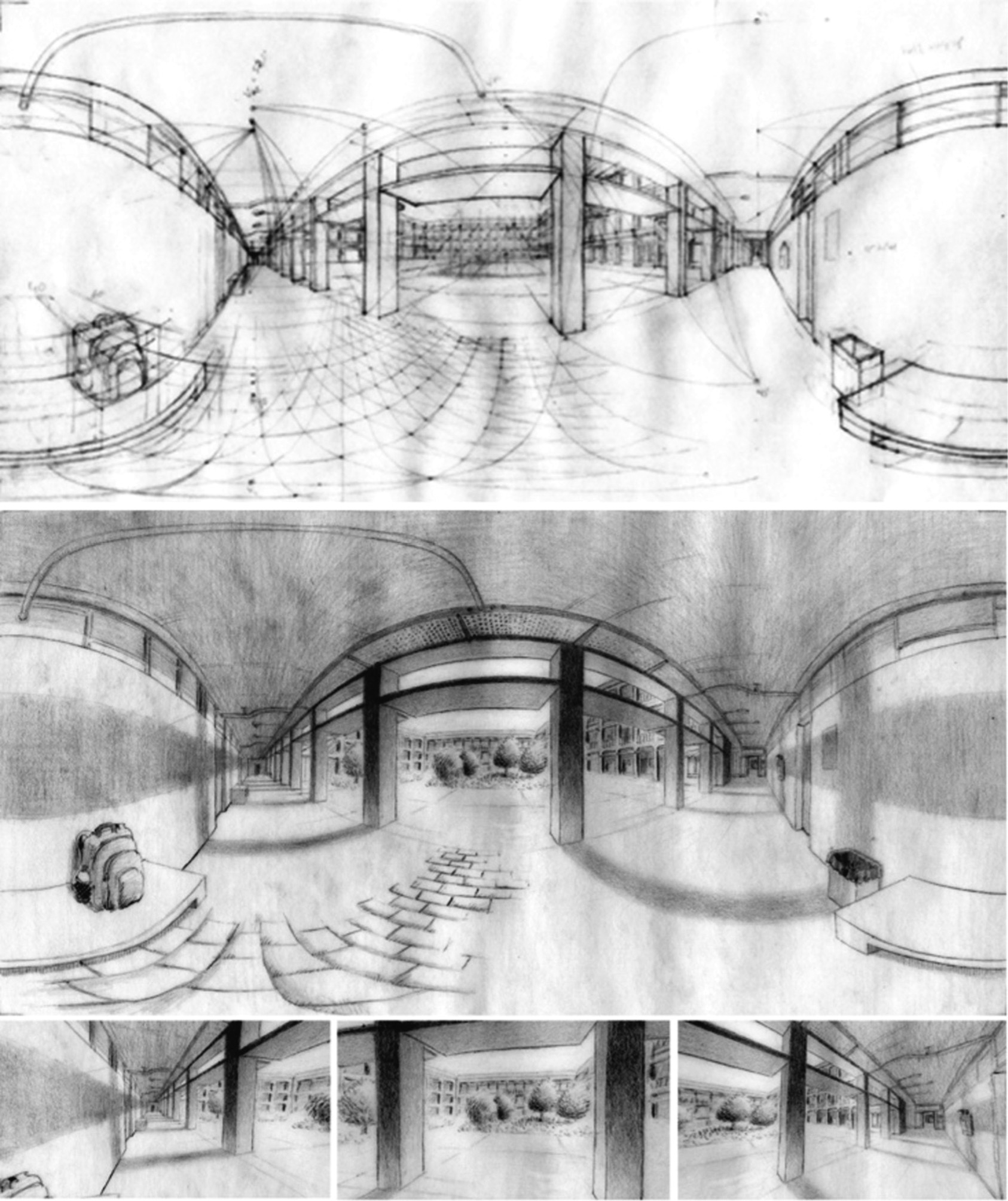 Figure 3 
              Equirectangular panorama of the courtyard at ISEL school of engineering, Portugal and VR visualization. © António Bandeira Araújo, 2018.
            