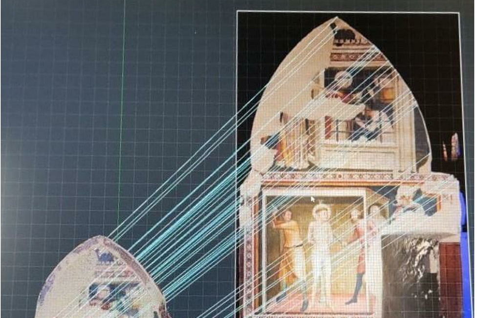 Figure 4 
              Image processing in Autodesk Raster Design: the orthophoto is corrected in its geometry according to the point cloud dataset.
            