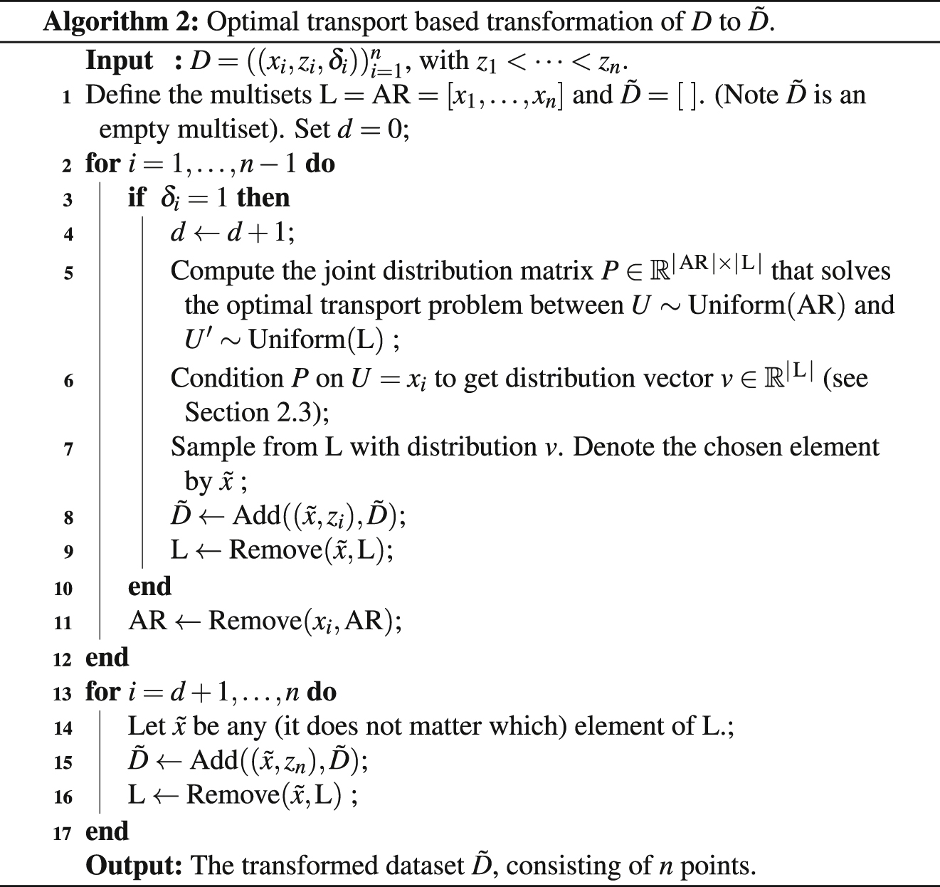Figure 2: 
The optHSIC algorithm, resulting in a transformed dataset 




D
~




$~{D}$



.
