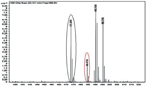 Figure 1: HRLCMS analysis of synthesized product.