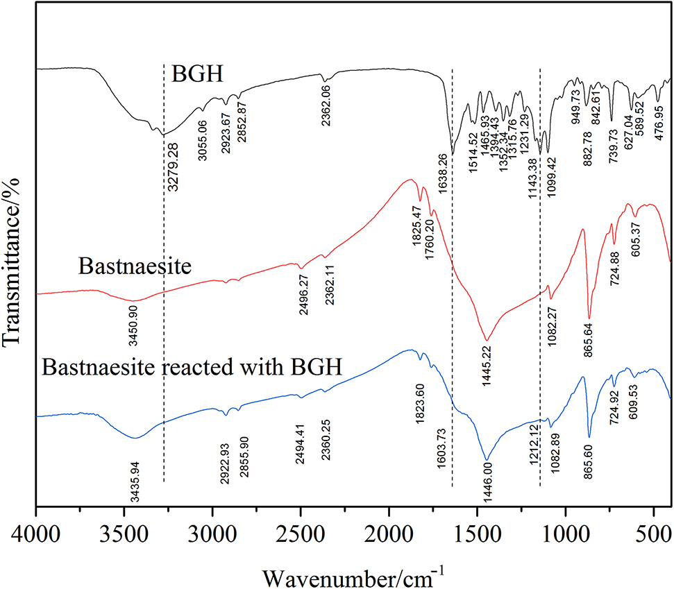 Figure 8: Infrared spectra of BGH and bastnaesite.