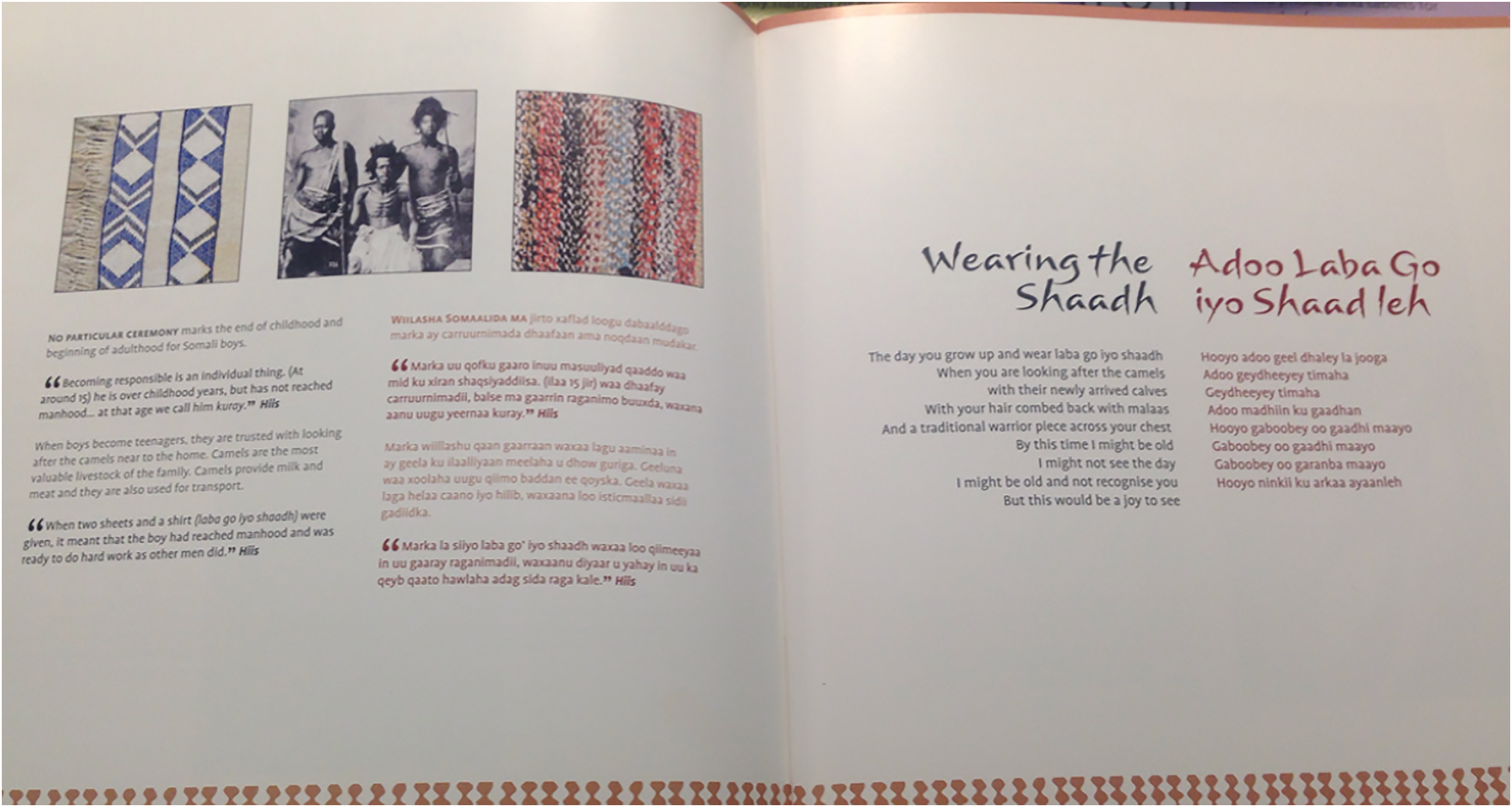 Figure 3: 
Dual language children’s book showcasing Somali culture, dress and customs.