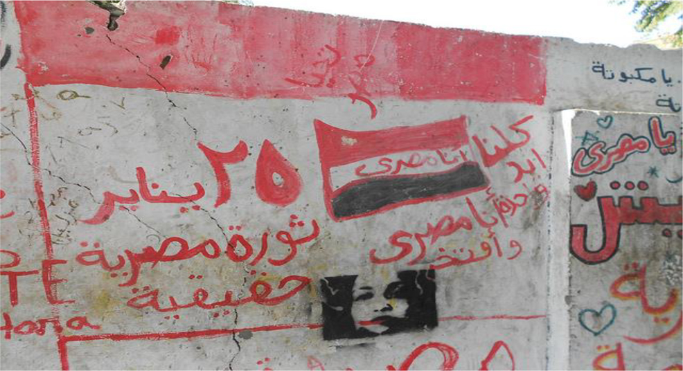 Figure 4: 
This graffiti in Egypt states in Arabic, among other things, that “the 25 January is a real Egyptian revolution”.

