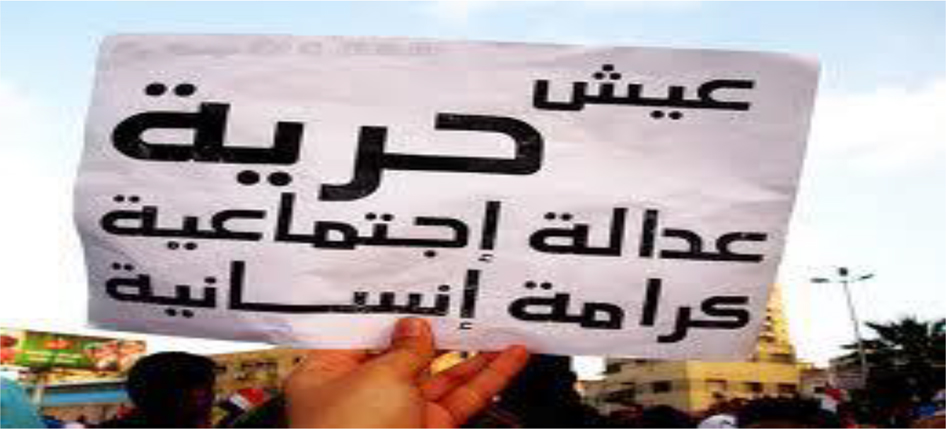 Figure 6: 
A mobile sign in Arabic displaying the slogan of the Egyptian Revolution. English translation: “Bread, Freedom, Social Justice, Human Dignity”.
