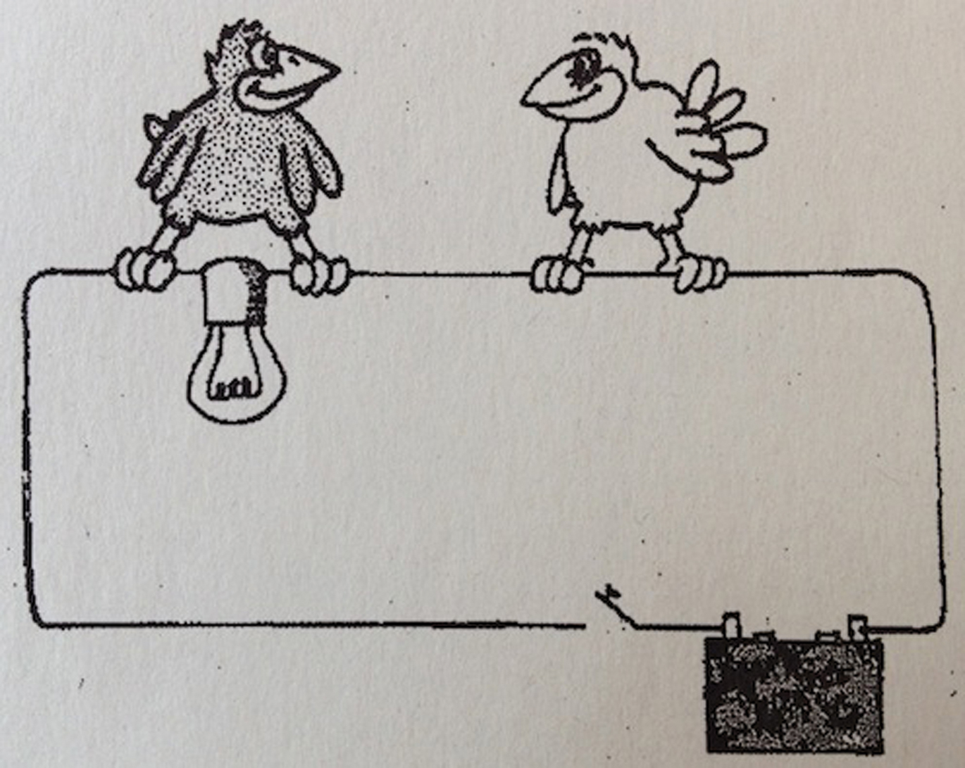Abbildung 1 
              Folie 1: Stromkreis (Quelle: https://www.physikerboard.de/topic,26937,-voegel-auf-stromleitung.html)
            