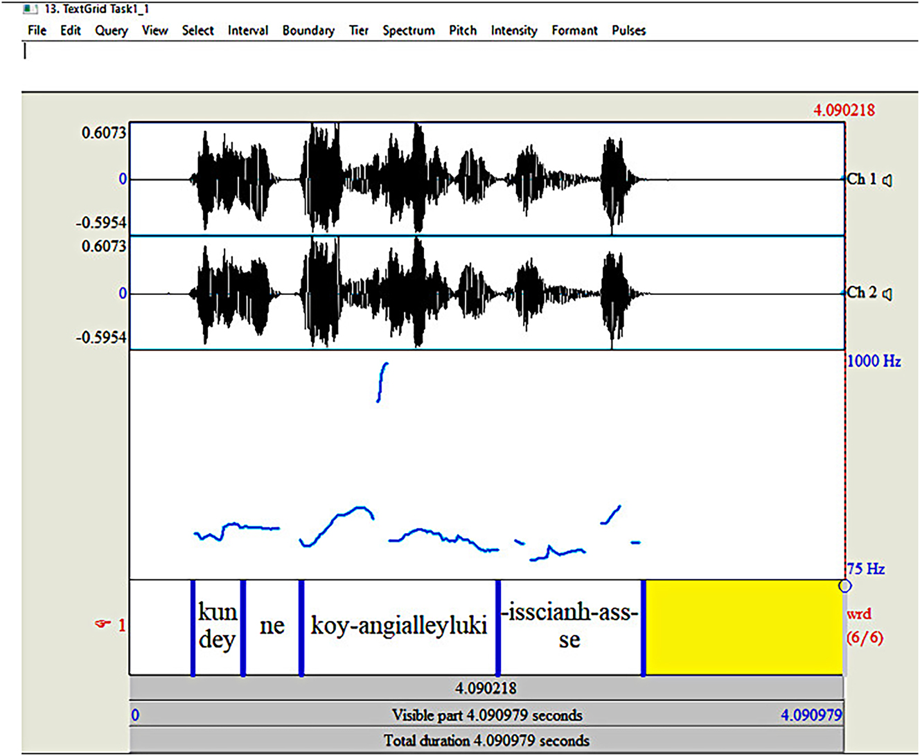 Figure 15: 
Praat representation of sentence (9).
