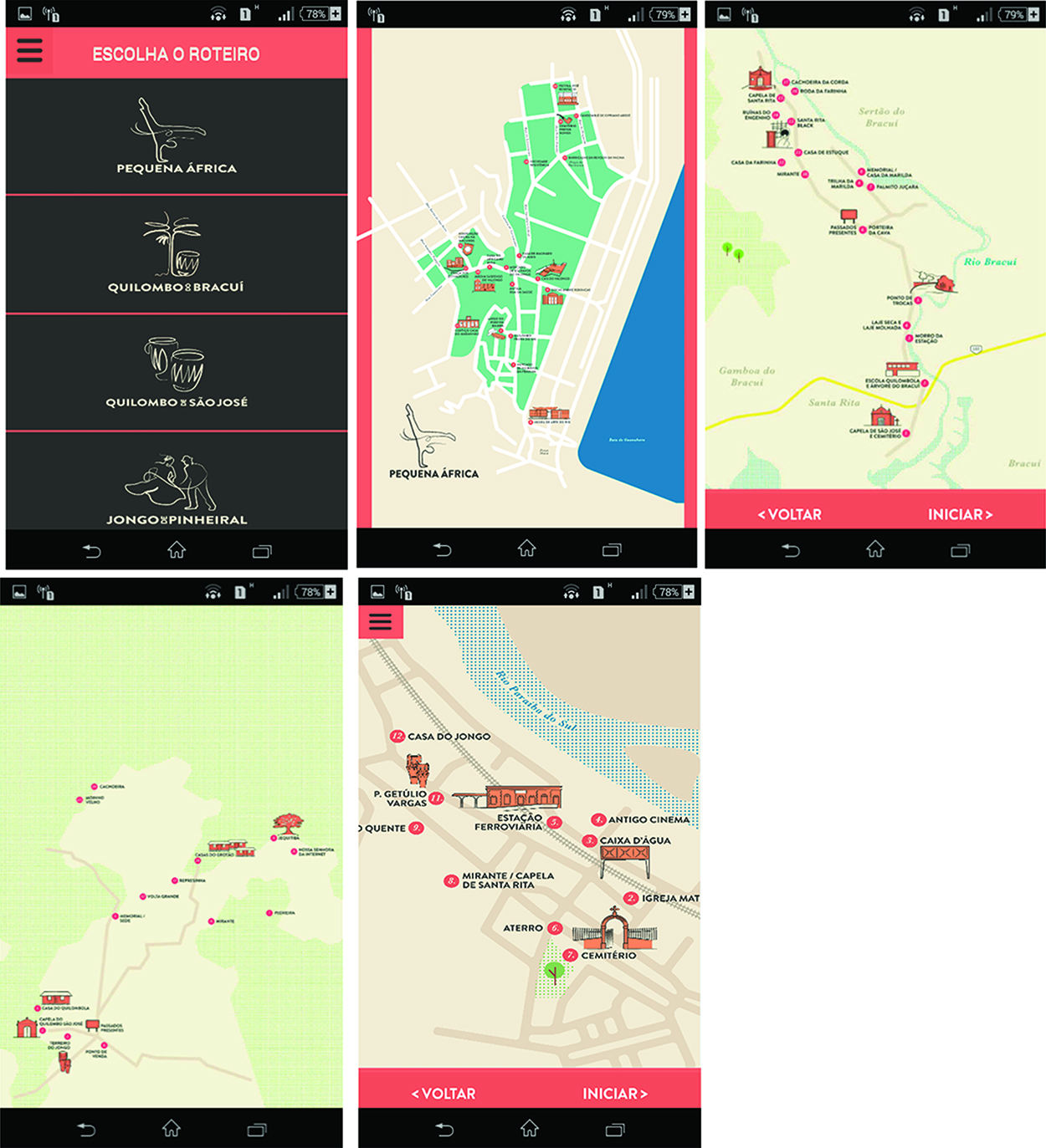 Screenshots of the app ‘Passados presentes’.