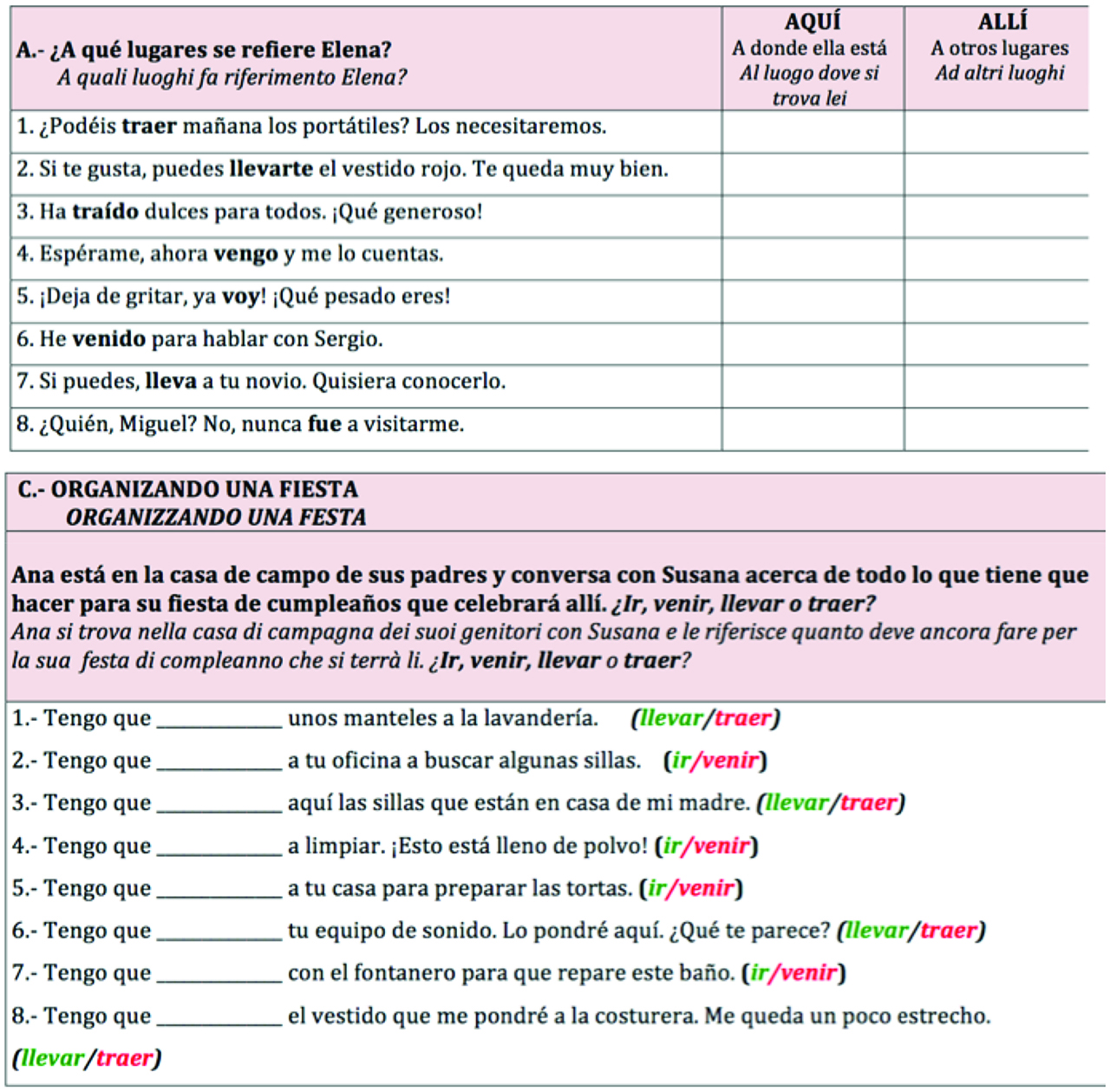 Figure 2: Sample from the cognitive instruction activity.