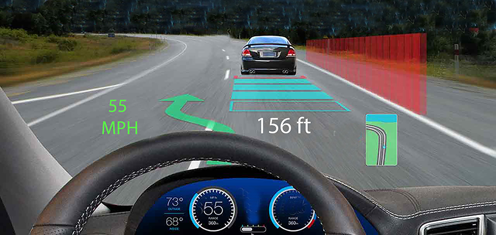 Figure 5: 
Augmented reality overlays information (often data) onto the environment as shown in this “heads up display”.