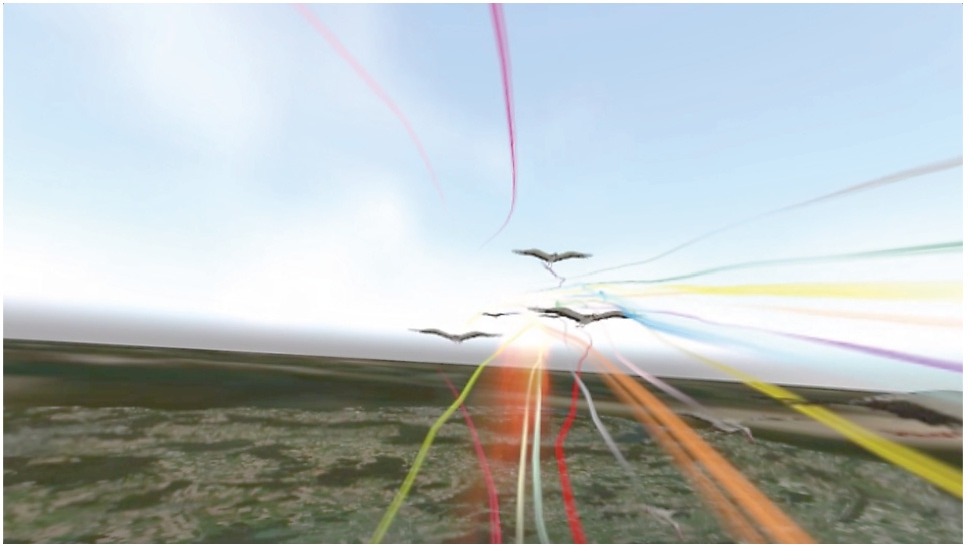 Figure 6 
Storks soaring, shown in VR with satellite imagery of the environment.
