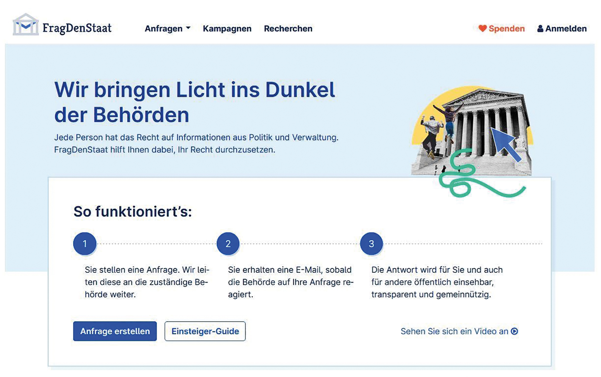 Abbildung 1 
          Screenshot der Website fragdenstaat.de.
        