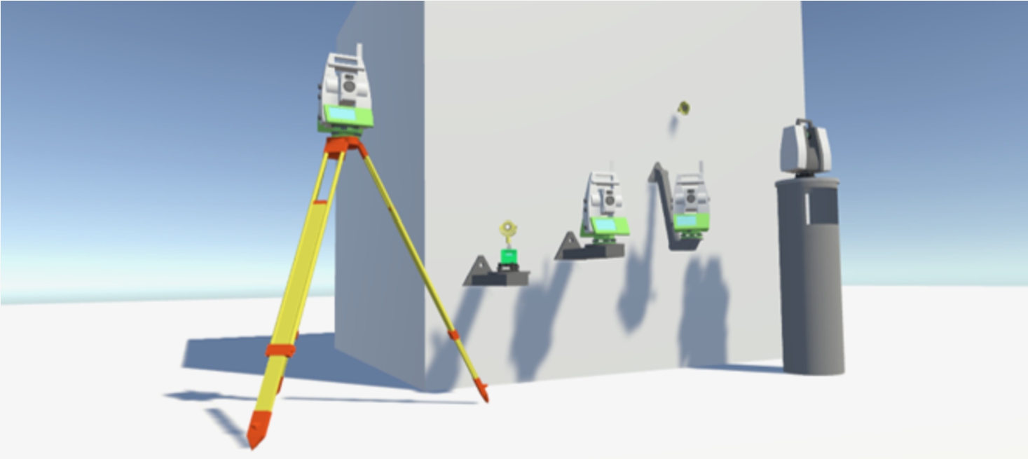 Figure 4 
3D representations of the virtual surveying equipment.
