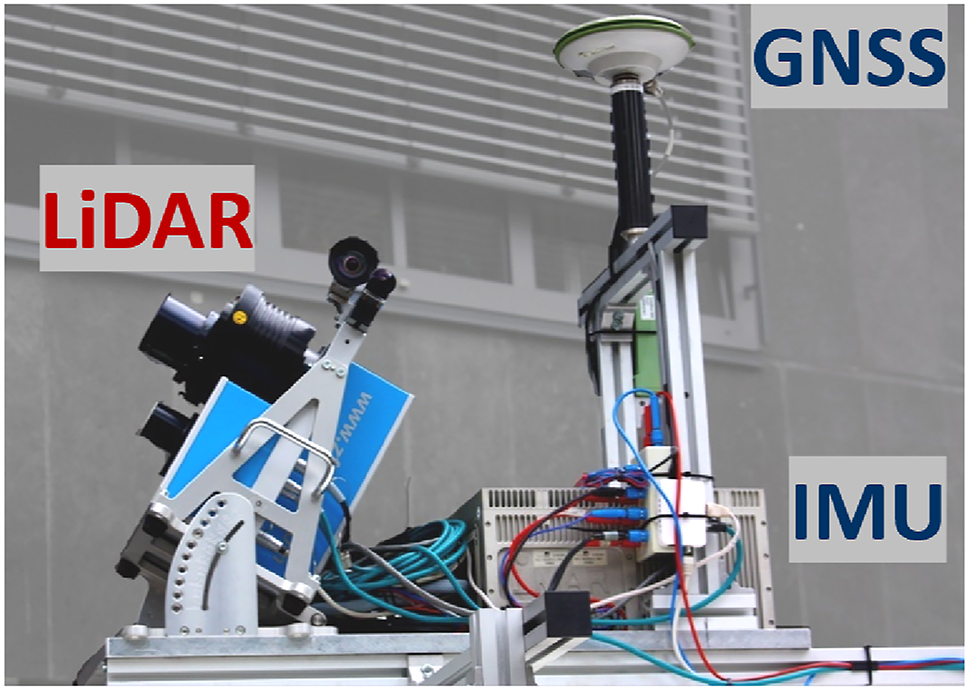 Figure 1: 
Used mobile mapping system. Left: Z + F Profiler 9012A profile laser scanner; Right: iMAR iNAV-FJI-LSURV IMU and RTK GNSS antenna.
