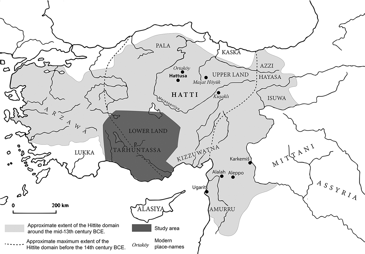 Figure 1: The Hittite world, with highlight of the present study area. Graphics by Alvise Matessi.
